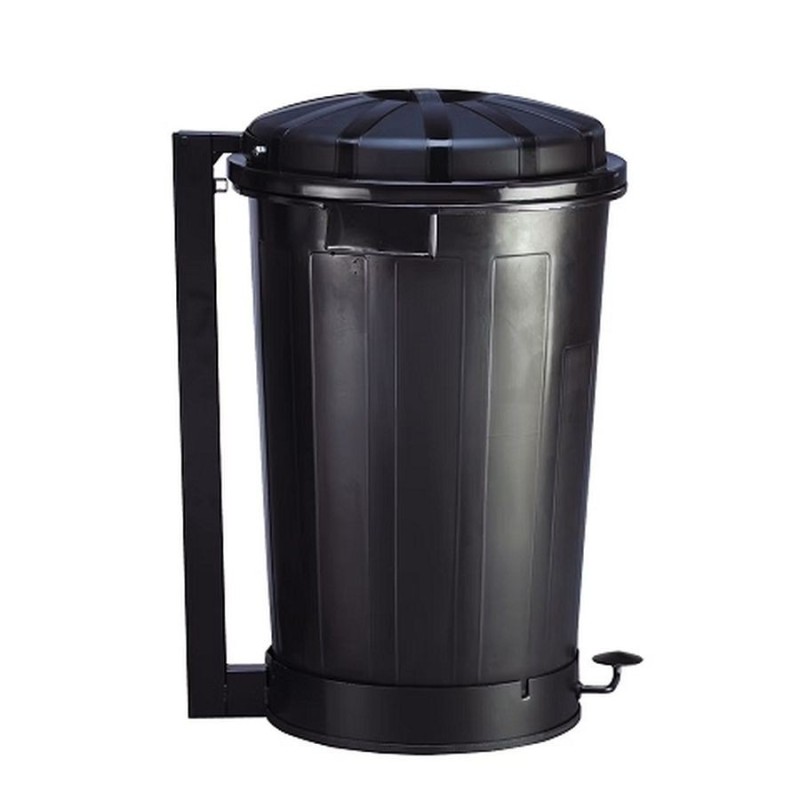 CUBO BASURA C/PEDAL Y RUEDAS 60 LITROS NEGRO